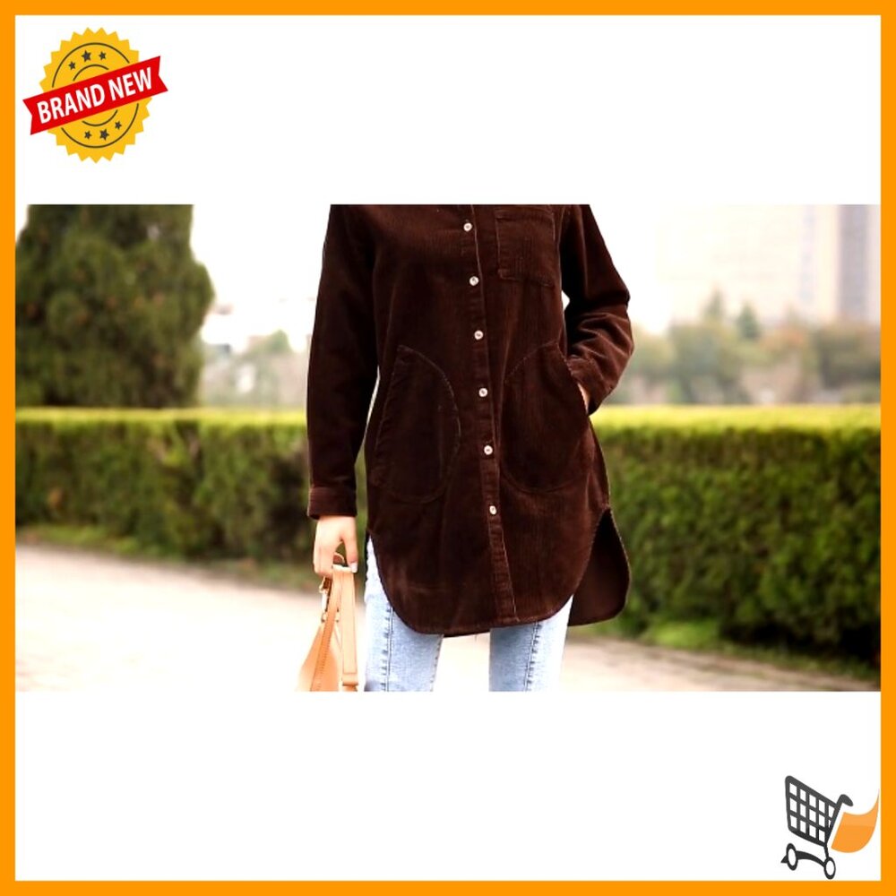 Corduroy Shacket Button Down Blouse Oversized Chi… - image 5